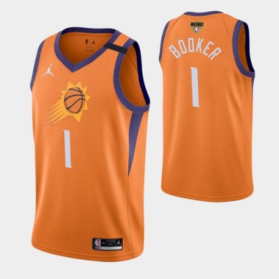 Phoenix Suns #1 Devin Booker Youth 2021 NBA Finals Bound Statement Edition NBA Jersey Orange